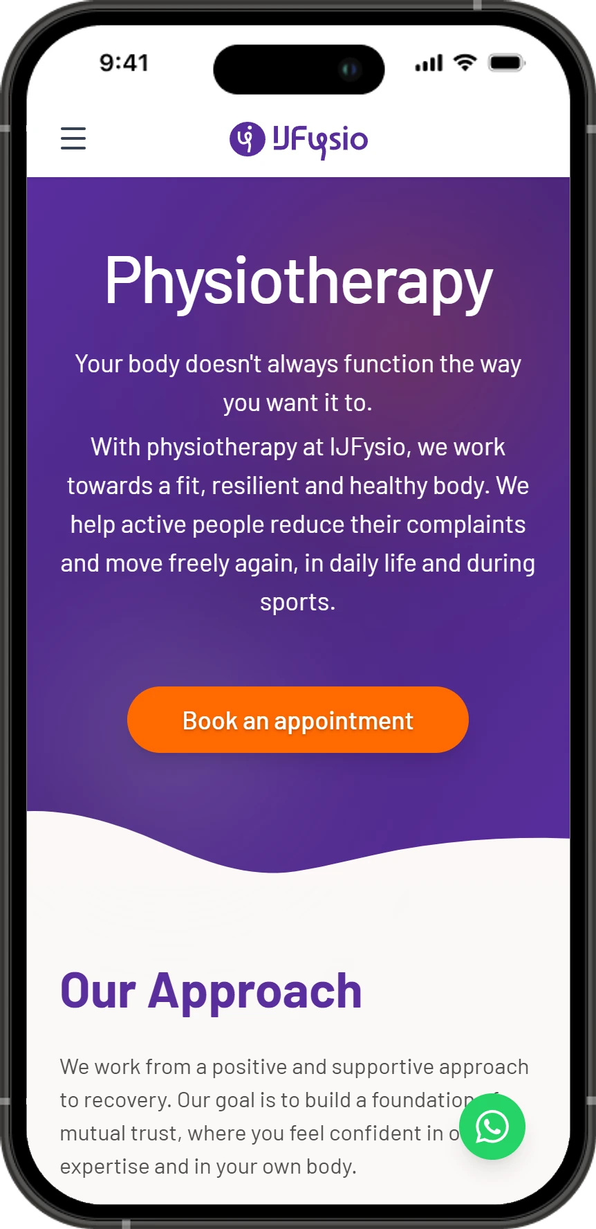 IJFysio physiotherapy page on mobile